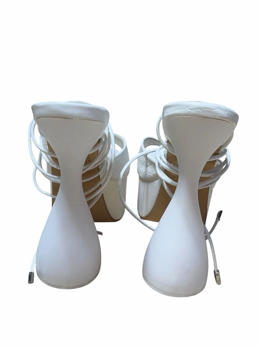 Fashion Nova Thats So Groovy White Tie Strap Platform Heels Womens 8.5